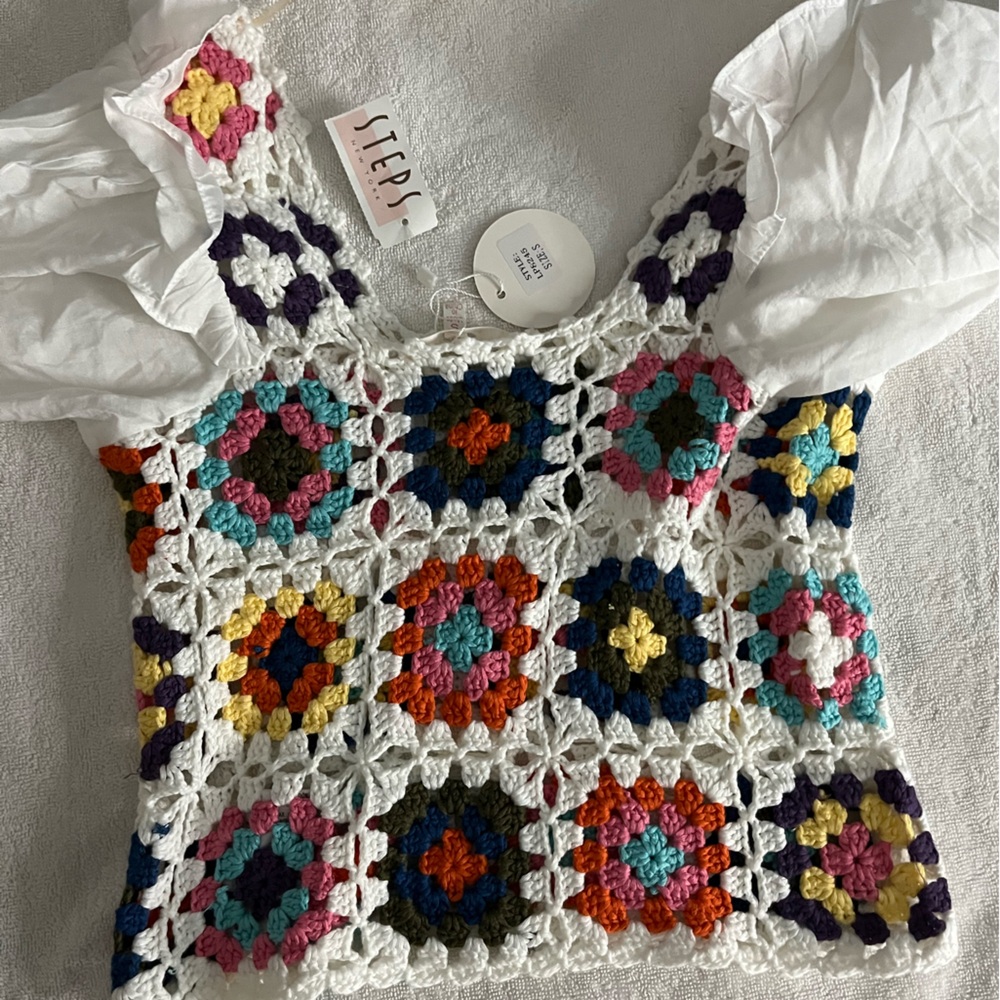 J. Crew Multicolor Crochet Top